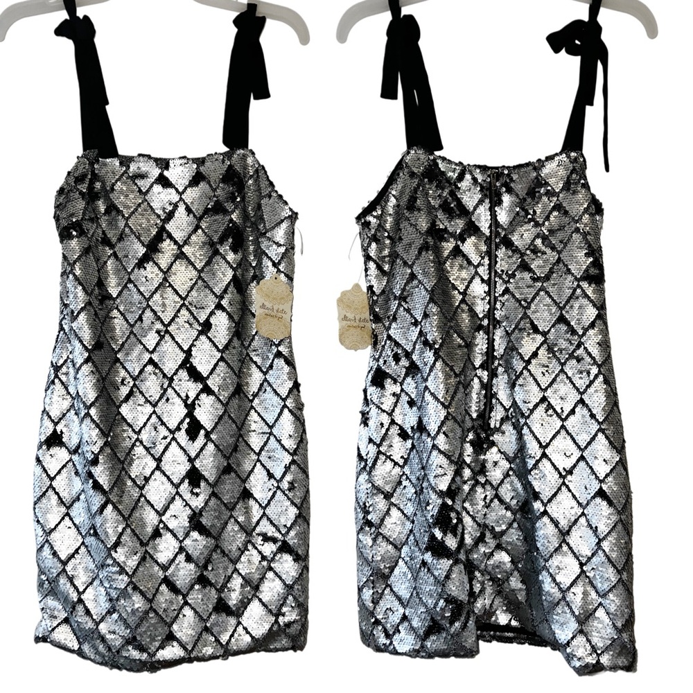 Silver and Black Sequin Dress